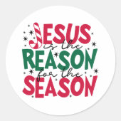 Jezus is de reden voor het kerstfeest ronde sticker (Voorkant)