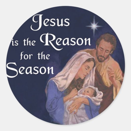 Jezus is de reden voor het kerstfeest ronde sticker (Voorkant)