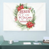 Jezus is de reden voor het kerstfeest spandoek (Beurs)