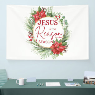 Jezus is de reden voor het kerstfeest spandoek