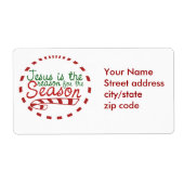 Jezus is de reden voor het kerstseizoen etiket (Voorkant)