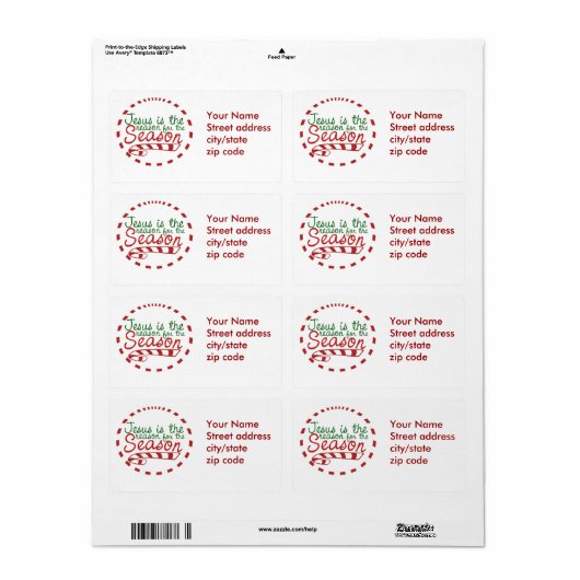 Jezus is de reden voor het kerstseizoen etiket (Full Sheet)