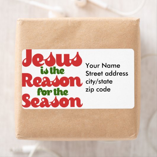 Jezus is de reden voor het seizoen etiket (Insitu)