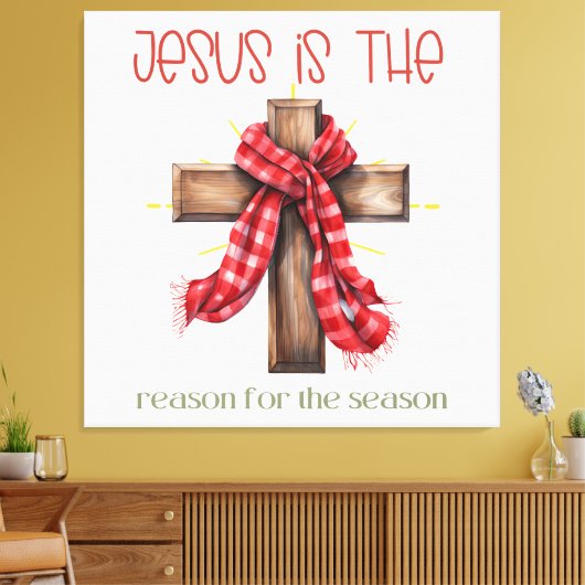 Jezus is de reden voor het seizoen Kerstkruis Canvas Afdruk (Insitu (Woonkamer))