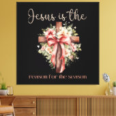 Jezus is de reden voor het seizoen Kerstkruis Canvas Afdruk (Insitu (Woonkamer))