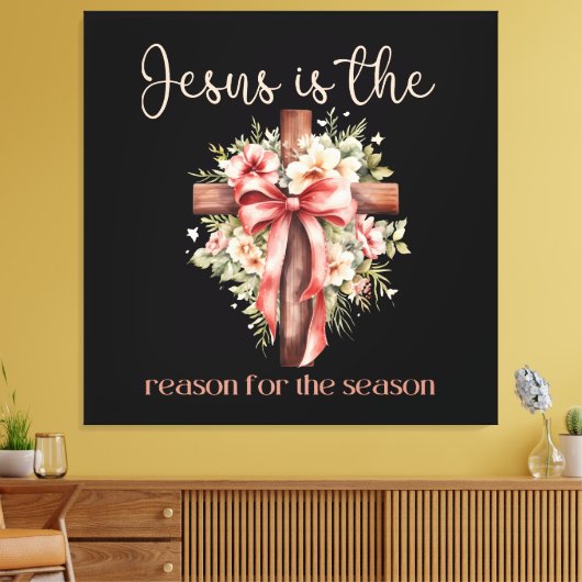 Jezus is de reden voor het seizoen Kerstkruis Canvas Afdruk (Insitu (Woonkamer))