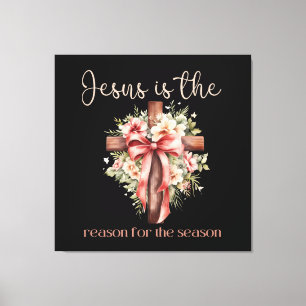 Jezus is de reden voor het seizoen Kerstkruis Canvas Afdruk