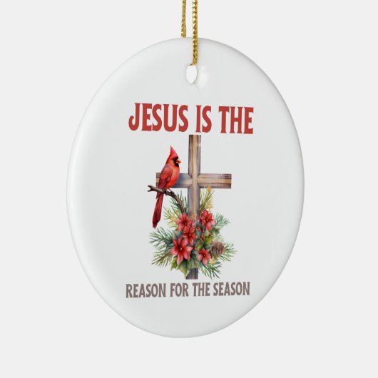Jezus is de reden voor het seizoen Kerstkruis Keramisch Ornament (Rechts)