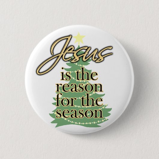 Jezus is de reden voor het seizoen, Kerstmis Ronde Button 5,7 Cm (Voorkant)