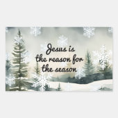 Jezus is de reden voor het winterseizoen rechthoekige sticker (Voorkant)