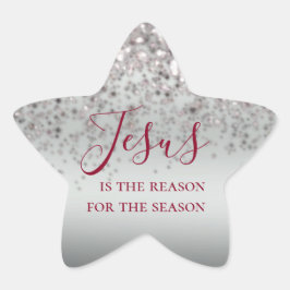 Jezus is de reden voor Silver Sparkle Kerstmis Ster Sticker