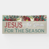 Jezus is de reden waarom bloemen Christelijk kerst Spandoek (Horizontaal)