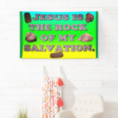 Jezus is de steen van mijn redding. spandoek (Insitu)