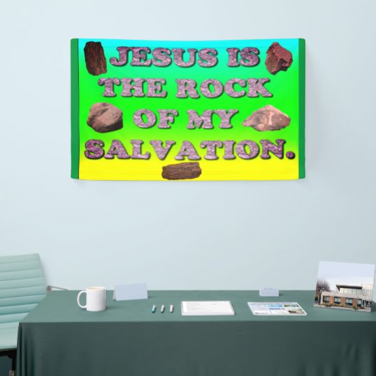 Jezus is de steen van mijn redding. spandoek (Beurs)