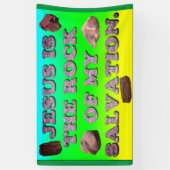 Jezus is de steen van mijn redding. spandoek (Verticaal)