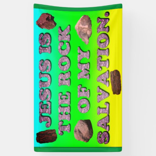 Jezus is de steen van mijn redding. spandoek (Verticaal)