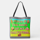 Jezus is de steen van mijn redding. tote bag (Achterkant)