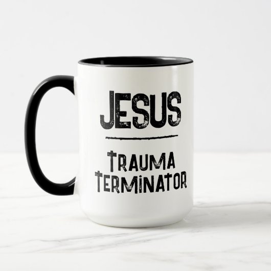 Jezus is de Trauma Terminator Christelijke Hoop Mok (Links)