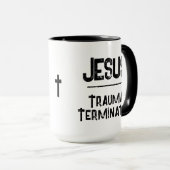 Jezus is de Trauma Terminator Christelijke Hoop Mok (Voorkant rechts)