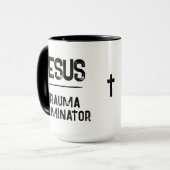 Jezus is de Trauma Terminator Christelijke Hoop Mok (Voorkant links)