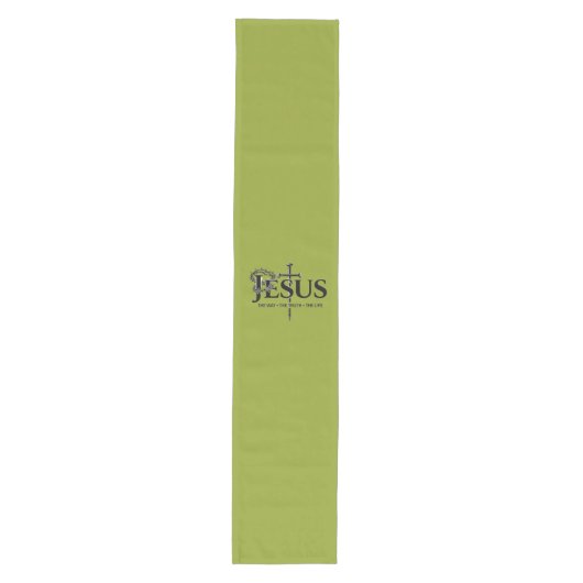 Jezus is de weg, de waarheid en het leven! Groen Medium Tafelloper (Voorkant)
