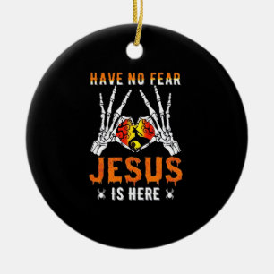 Jezus is een hart skelet hand keramisch ornament