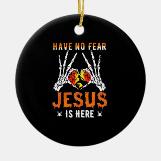 Jezus is een hart skelet hand keramisch ornament (Voorkant)