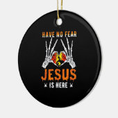 Jezus is een hart skelet hand keramisch ornament (Links)