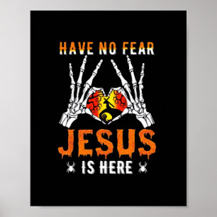Jezus is een hart skelet hand poster