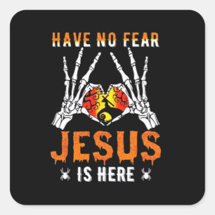 Jezus is een hart skelet hand vierkante sticker