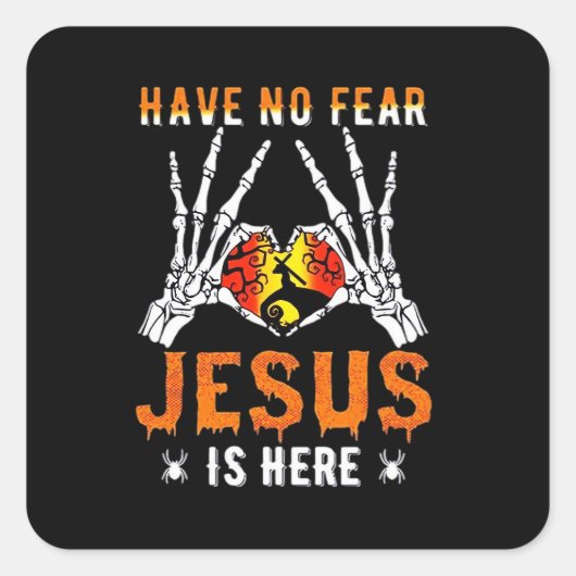 Jezus is een hart skelet hand vierkante sticker (Voorkant)
