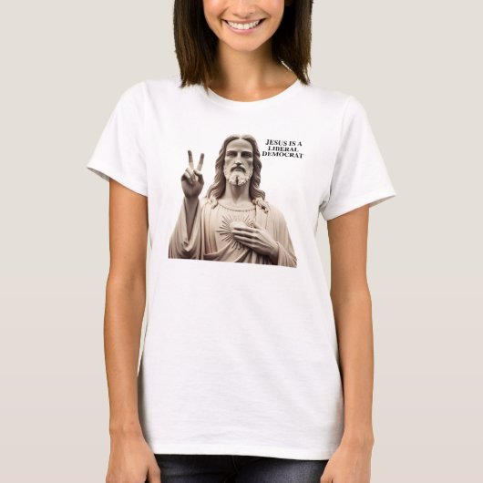 Jezus is een liberaal-democraat t-shirt (Voorkant)
