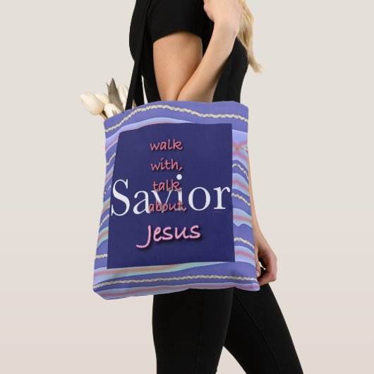 Jezus is een Redder Stripe Tote Bag (Dichtbij)