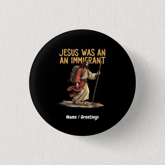 Jezus is een unieke immigrant Cross Design Support Ronde Button 3,2 Cm (Voorkant)