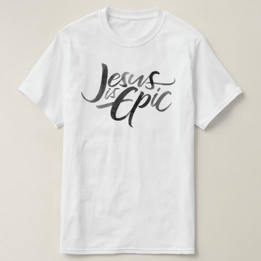 Jezus is episch letterschrift Religieus Christelij T-shirt (Design voorkant)