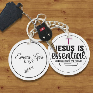 Jezus Is Essentieel Christelijke Citaat Aangepast Sleutelhanger