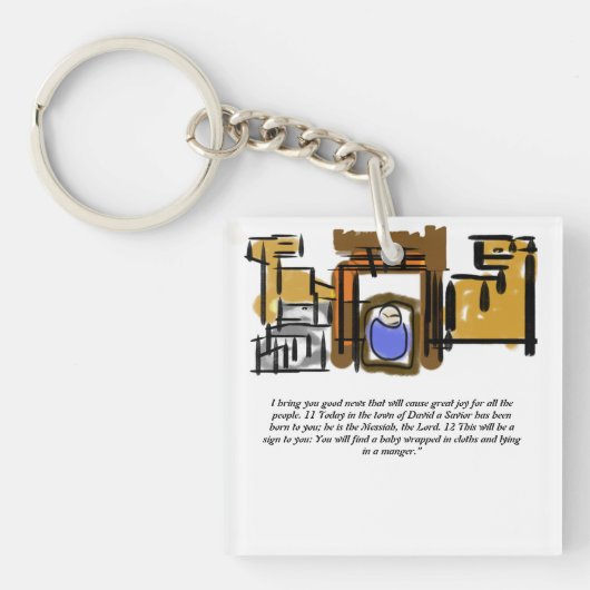 Jezus is geboren sleutelhanger (voorkant)