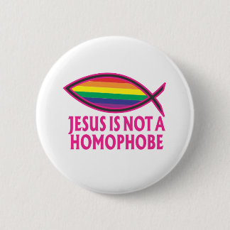 Jezus is geen homofobe ronde button 5,7 cm