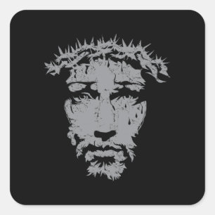 Jezus is God   Het gezicht van Jezus Vierkante Sticker