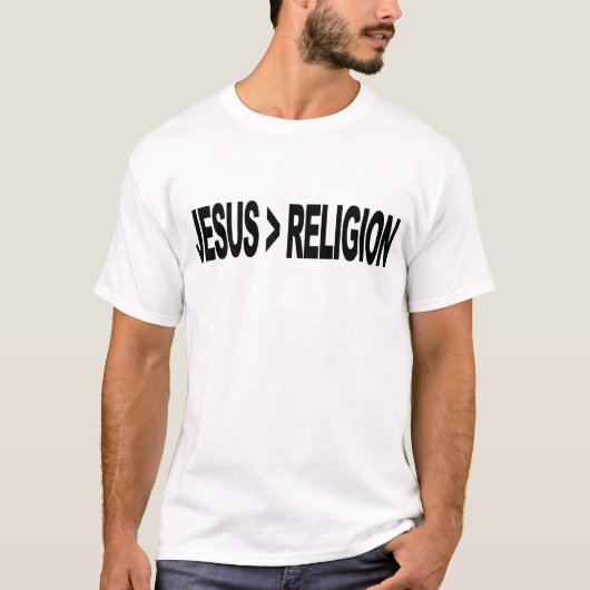 Jezus is groter dan religie t-shirt (Voorkant)