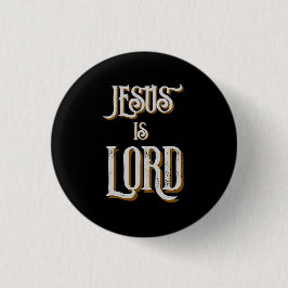 Jezus is HEER Grijs Zwart  Ronde Button 3,2 Cm