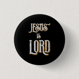 Jezus is HEER Grijs Zwart Ronde Button 3,2 Cm