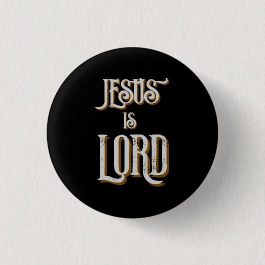 Jezus is HEER Grijs Zwart Ronde Button 3,2 Cm (Voorkant)
