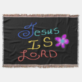 Jezus is HEER Kleurrijk Schrift Zwart Deken