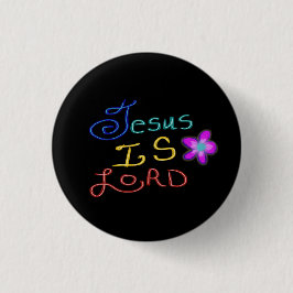 Jezus is HEER Kleurrijk Schrift Zwart Ronde Button 3,2 Cm