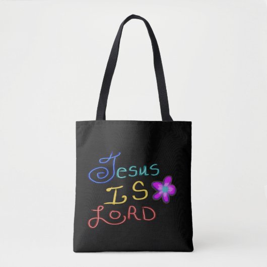 Jezus is HEER met Roze Bloem Aangepaste Naam Tote Bag (Voorkant)