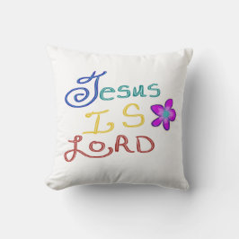 Jezus is Heer met roze bloemen Kussen