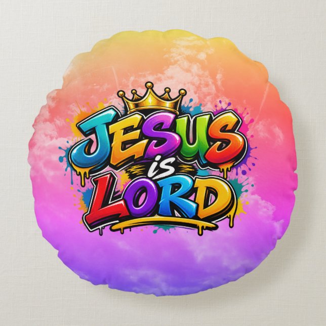 Jezus is Heer Rond Kussen (Voorkant)