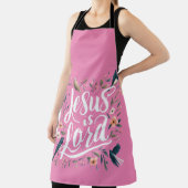Jezus is Heer Roze Vogels Bloemen Ontwerp Schort (Insitu)