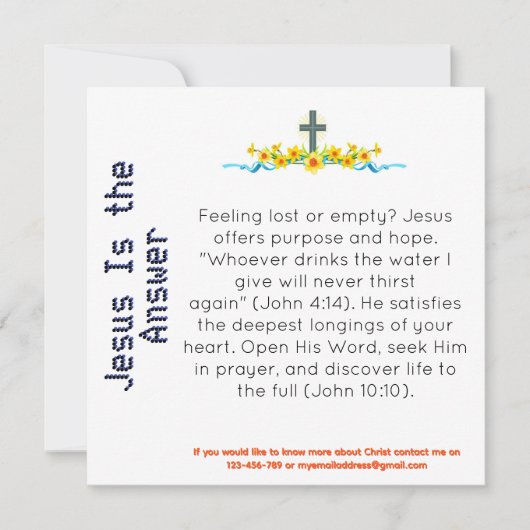  Jezus Is het Antwoord Getuigenis Kaart (Voorkant)